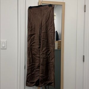 Anthropologie Brown Satin Pants
